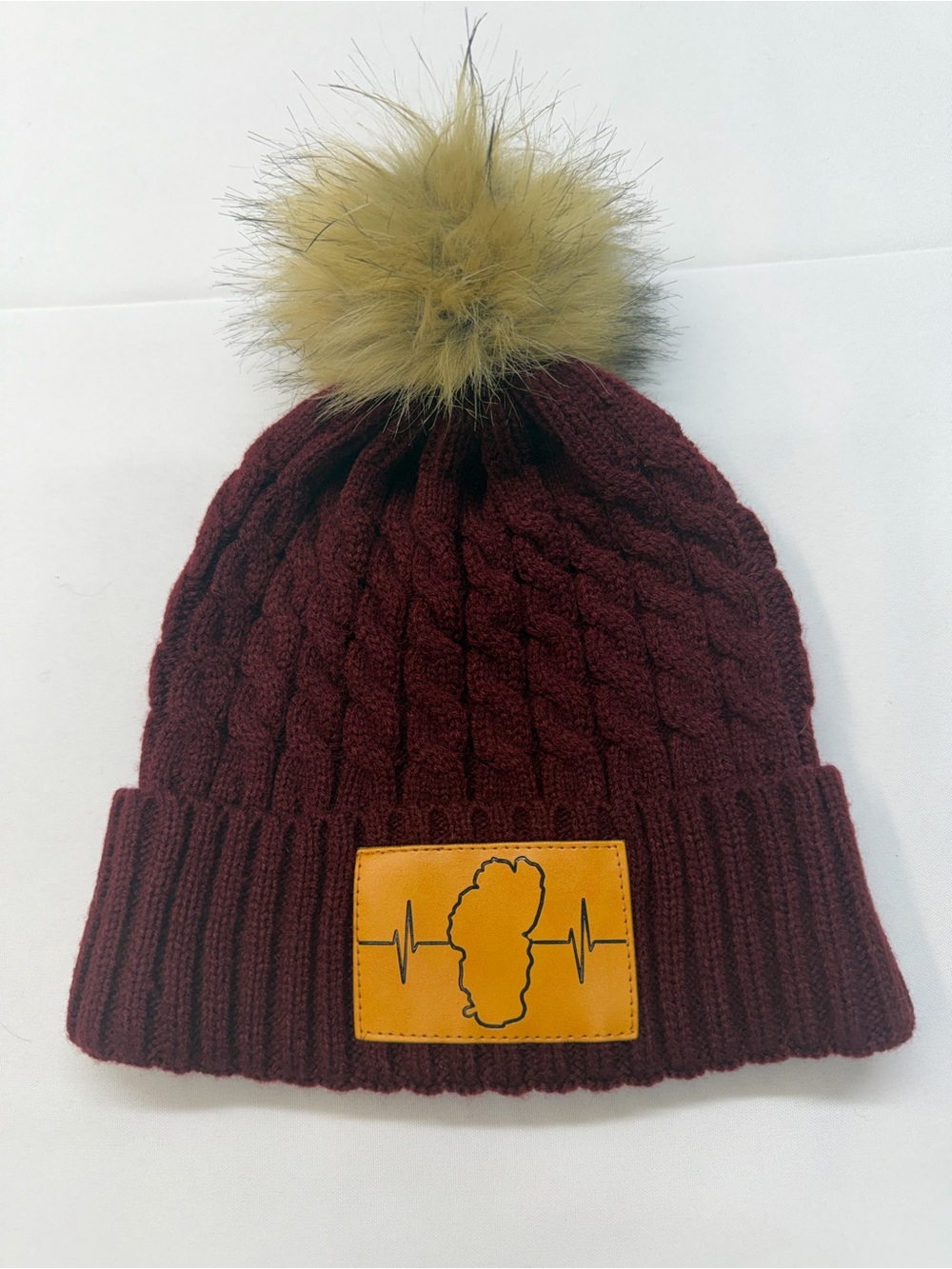 Tahoe Beanie in Burgundy withFaux Fur Pom - By The Heartbeat Brand